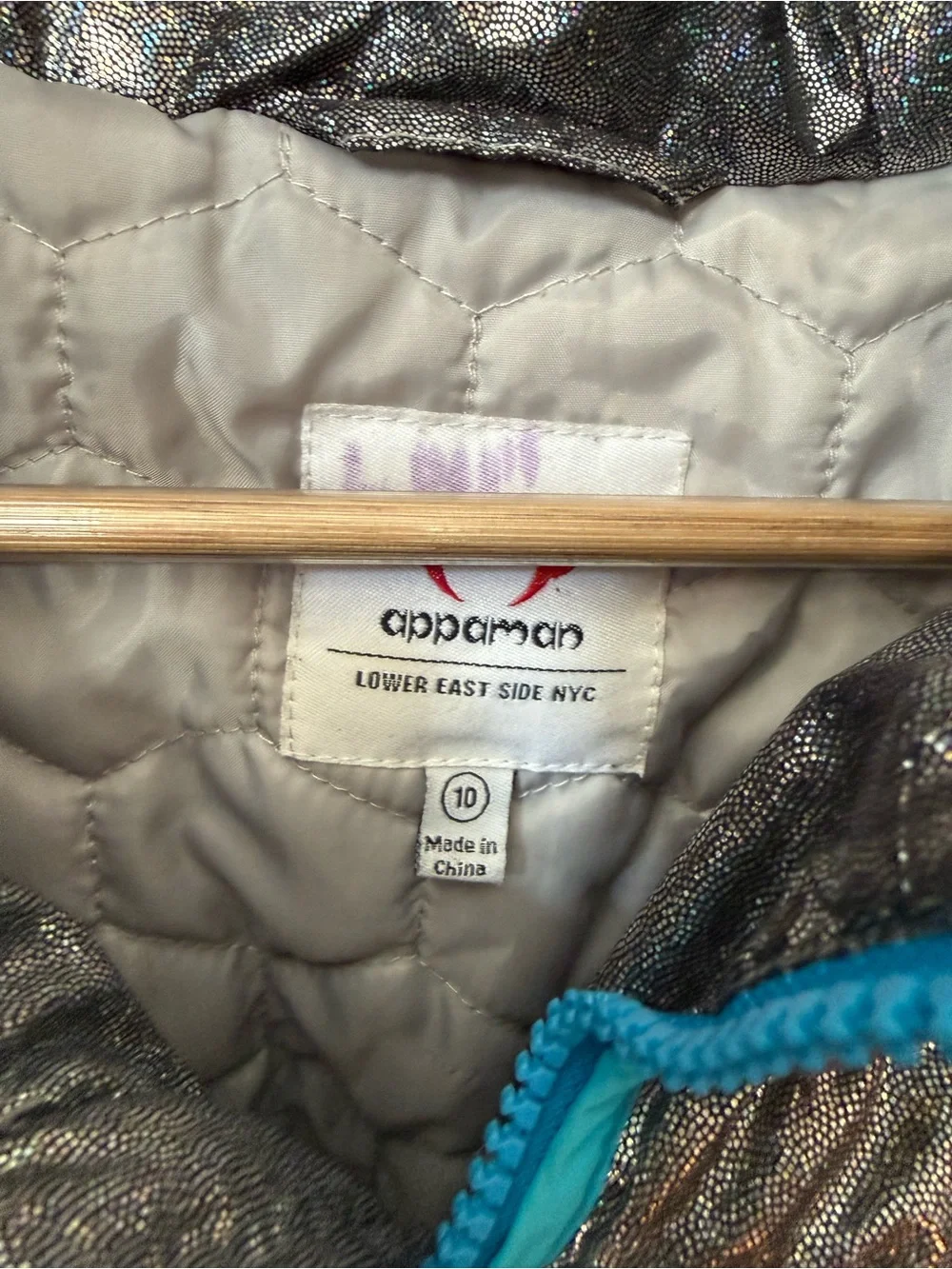 Appaman Metallic Gray Puffer Jacket with Blue Trim
